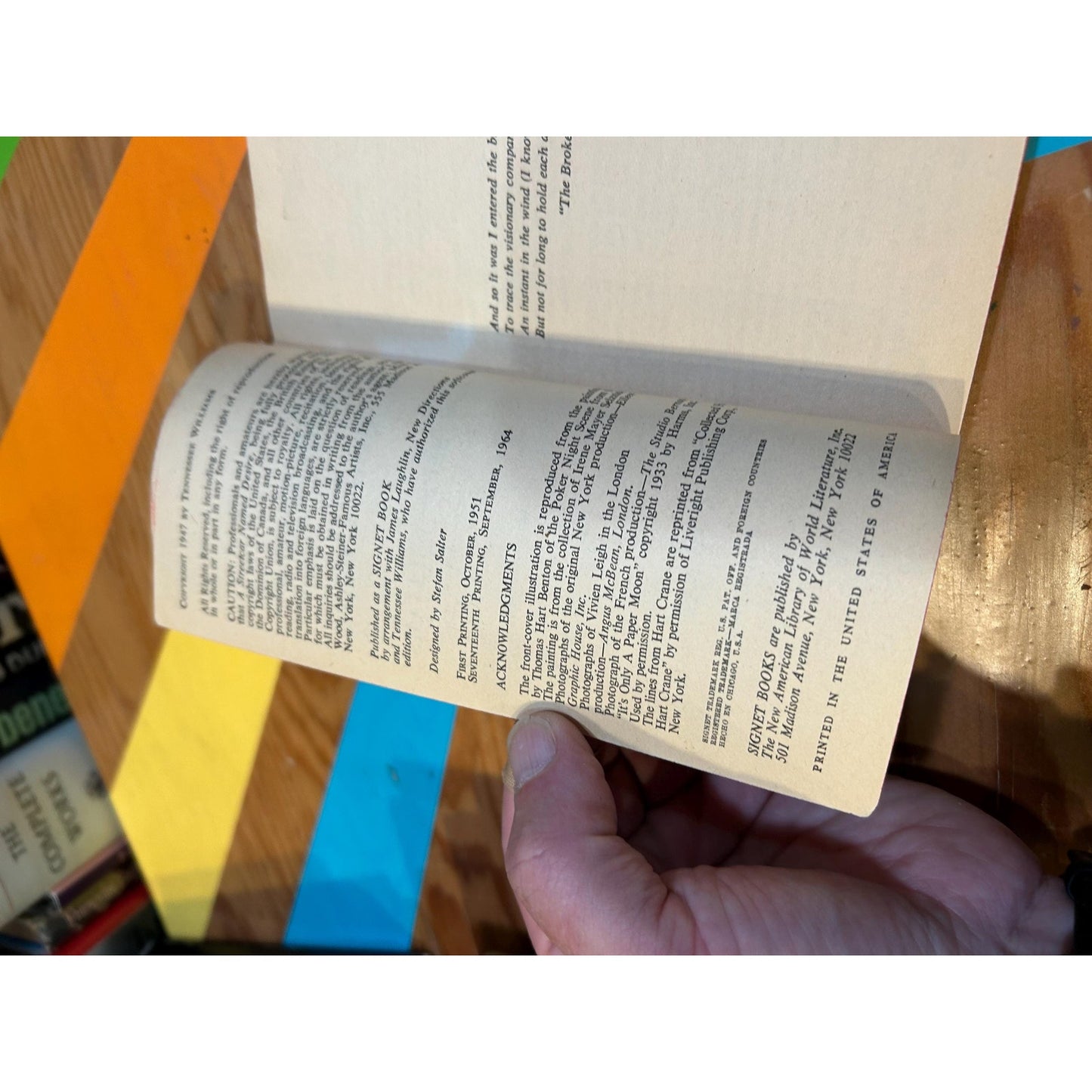 A Streetcar Named Desire - Tennessee Williams - Vintage Paperback Book- Signet Edition