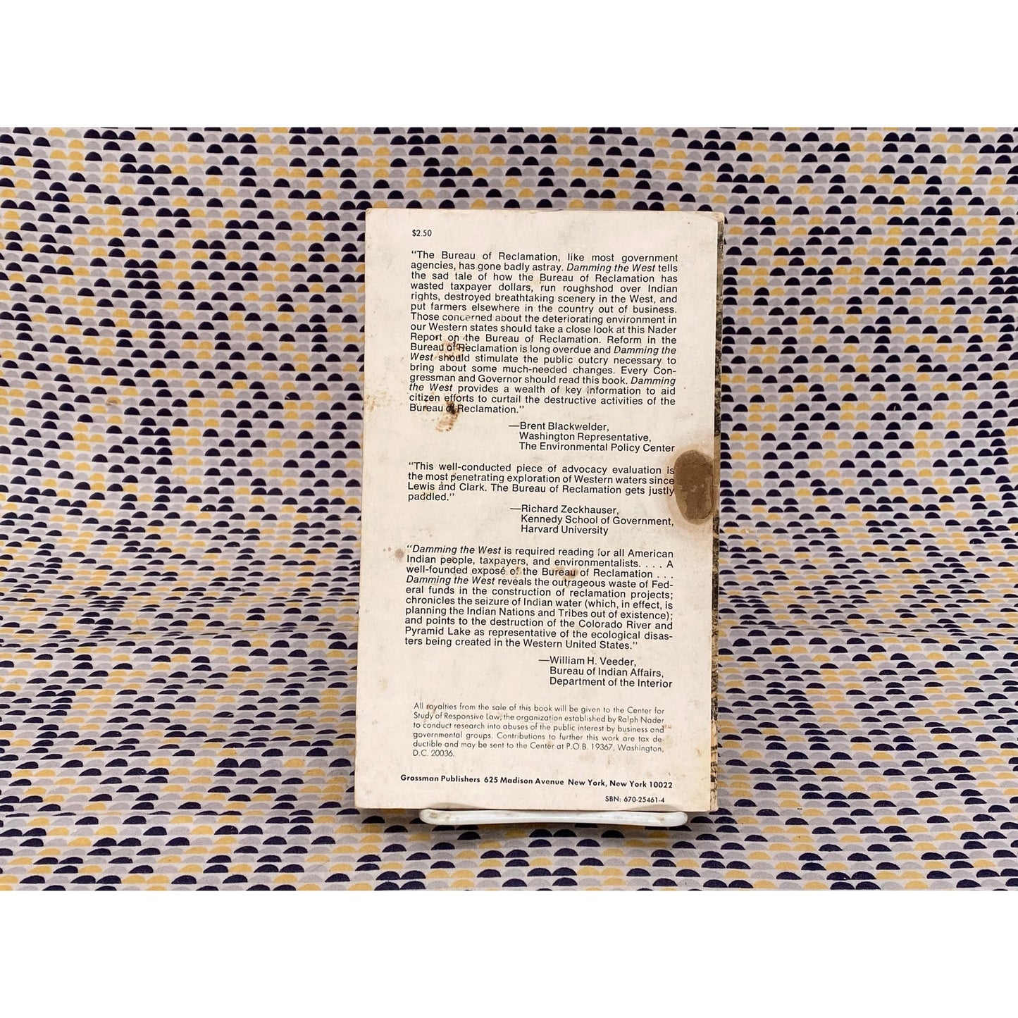 Damming The West: Ralph Nader's Study Group Report On The Bureau Of Reclamation - Berkman and Viscusi - Vintage Paperback Book - Grossman