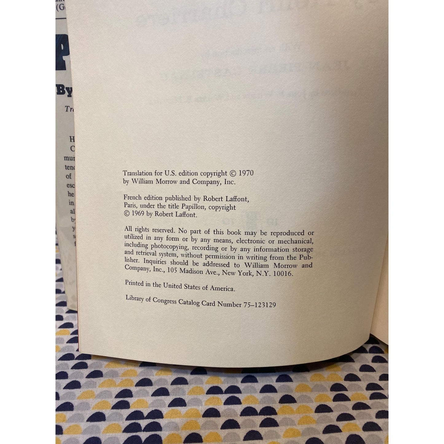 Papillon - Henri Charriere - Hardcover- Morrow Club Edition