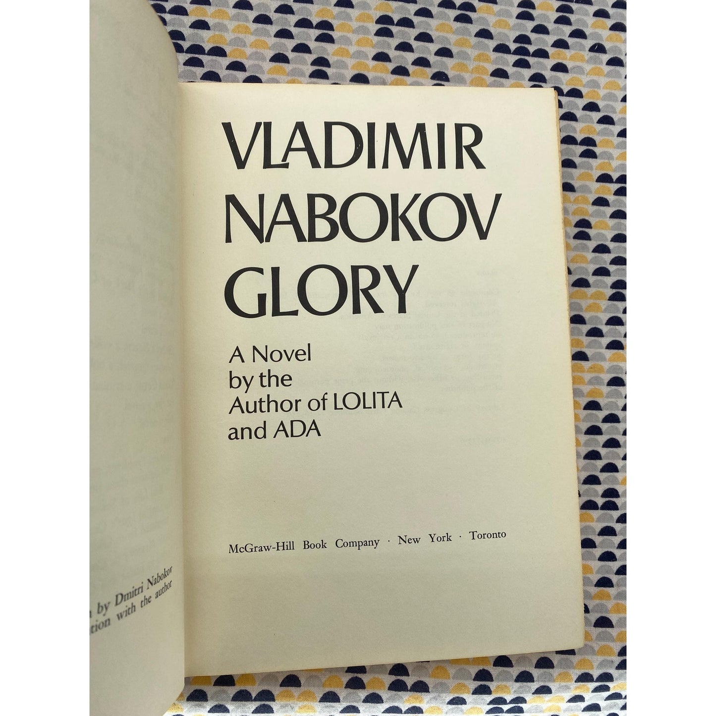 Glory - Vladimir Nabokov - Hardcover Edition - McGraw Hill