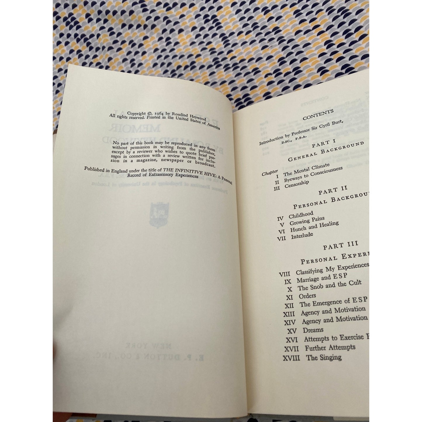ESP : A Personal Memoir - Rosalind Heywood - Vintage Hardcover Book - Dutton Ed