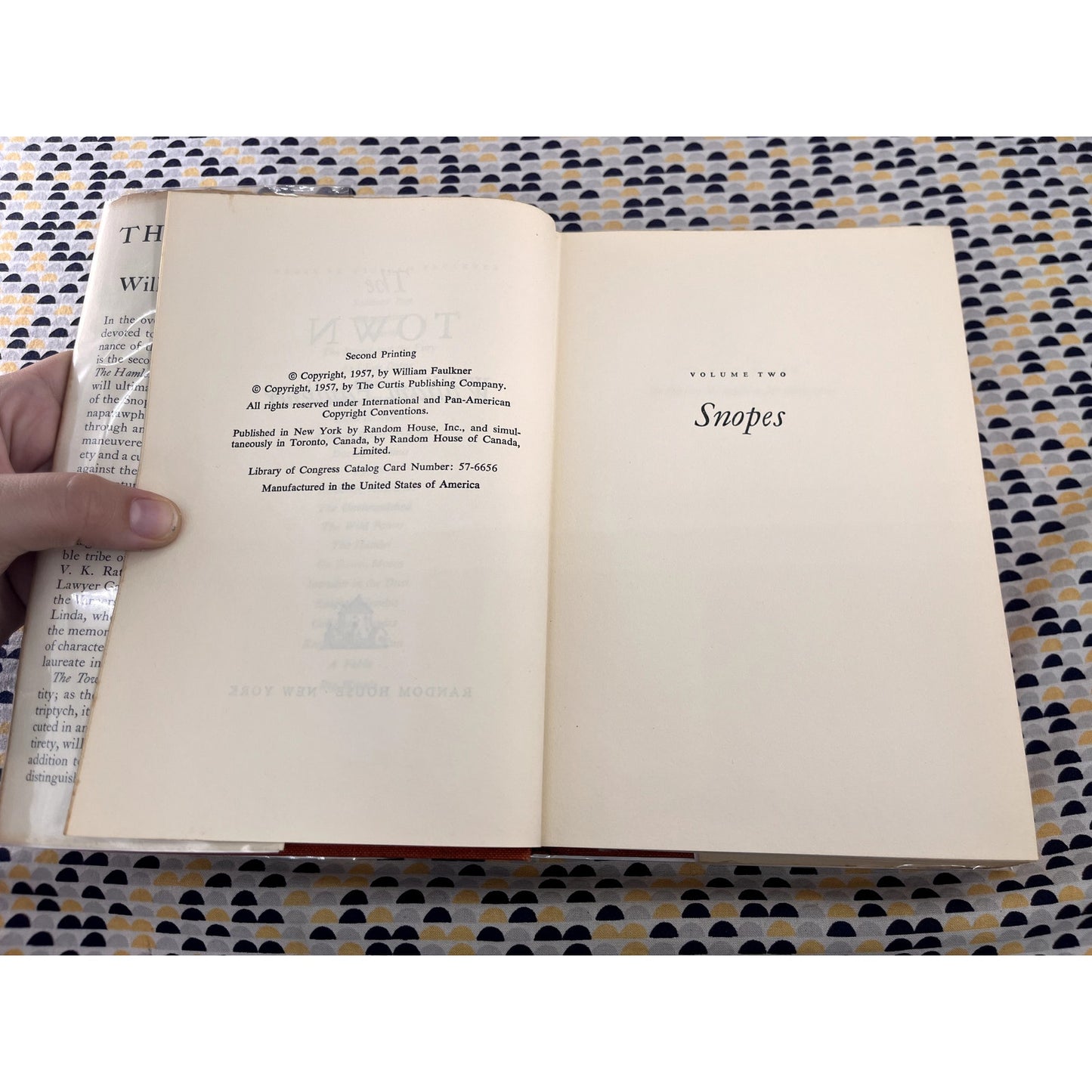 The Town - William Faulkner - Random House - Hardcover - 1st Edition 2nd Printing