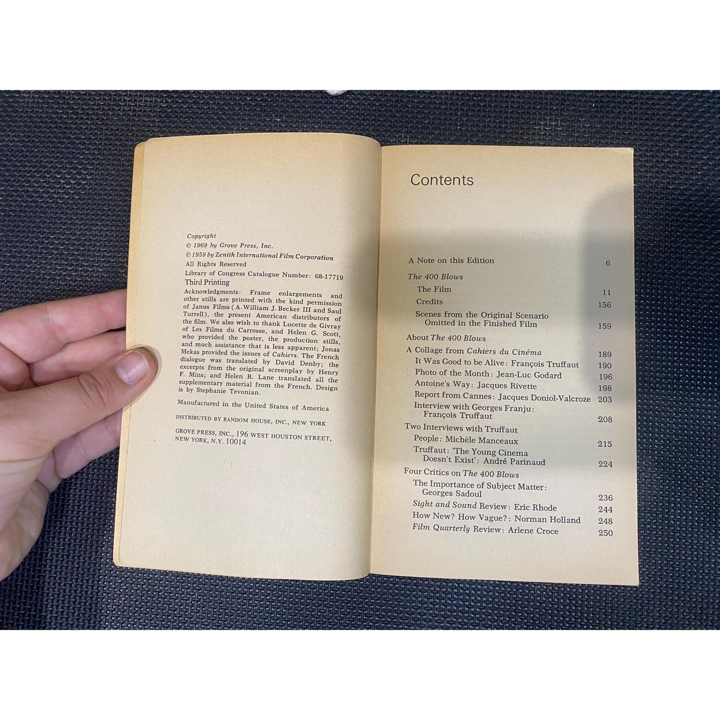 The 400 Blows - Screenplay and 100 plus Illustrations - Francois Truffaut - Vintage Paperback Book - Black Cat Press