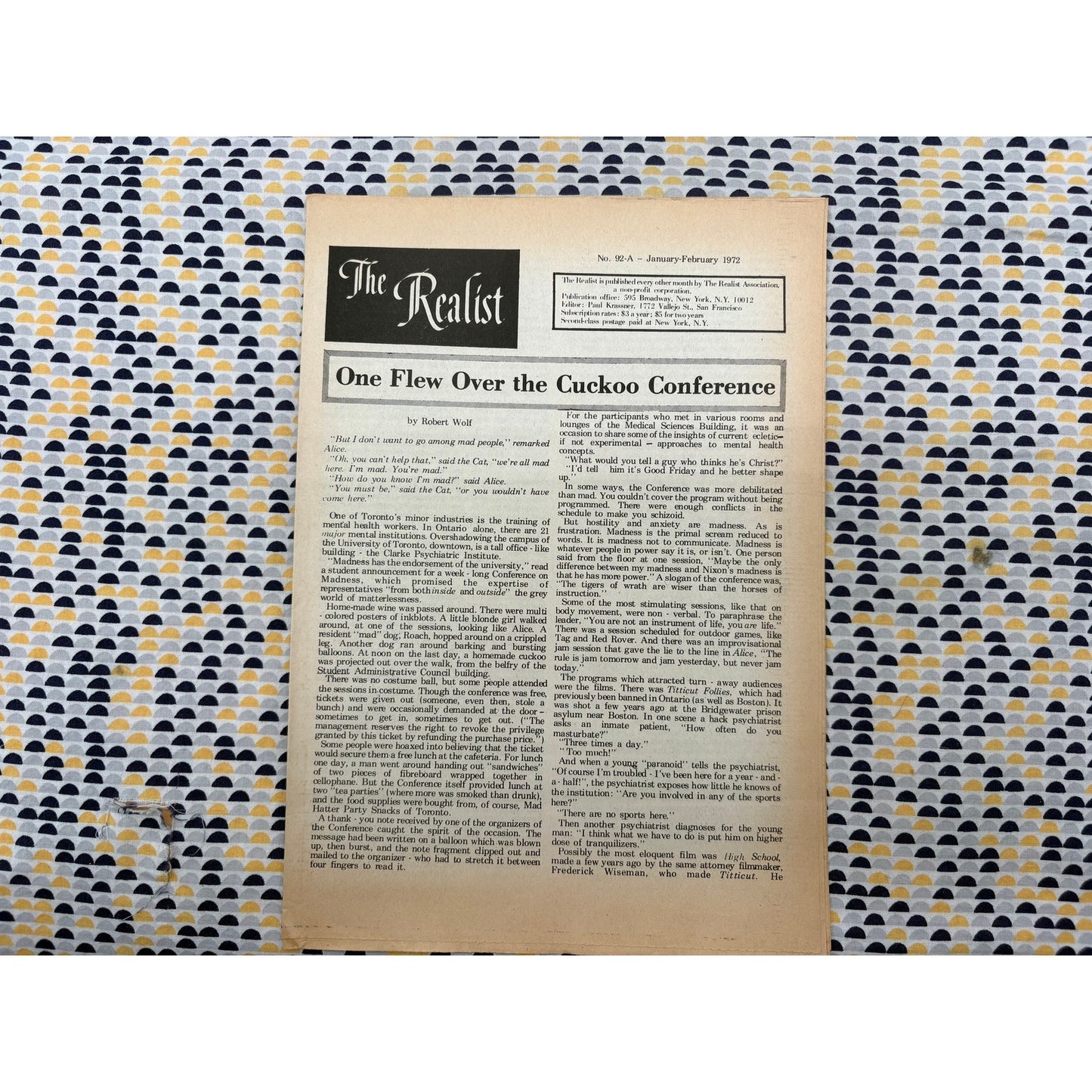 The Realist Magazine - Counterculture Newspaper - January 1972 - No. 92A