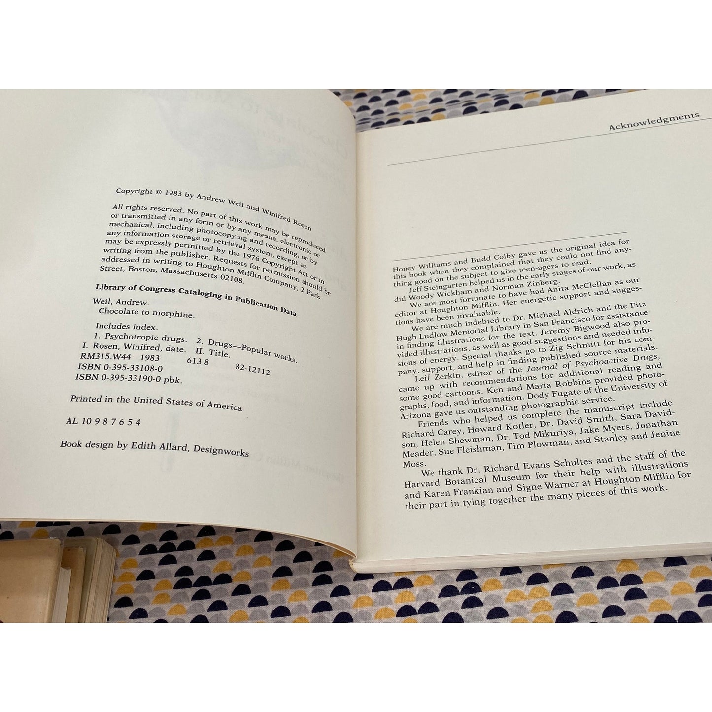 Chocolate To Morphine: Understanding Mind-Active Drugs - Weil and Rosen - Vintage Paperback Book - Houghton Mifflin Edition
