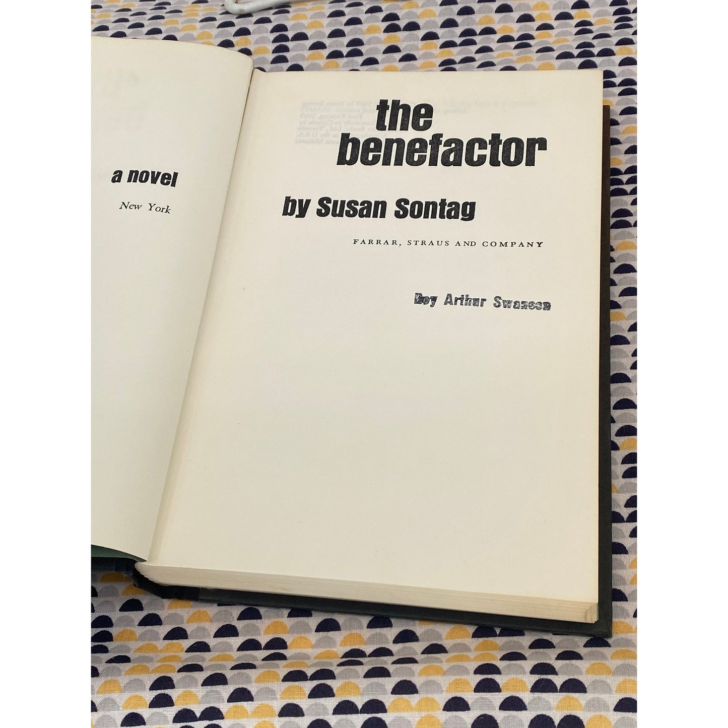 The Benefactor - Susan Sontag - Vintage Hardcover Book - Farrar Strauss Edition