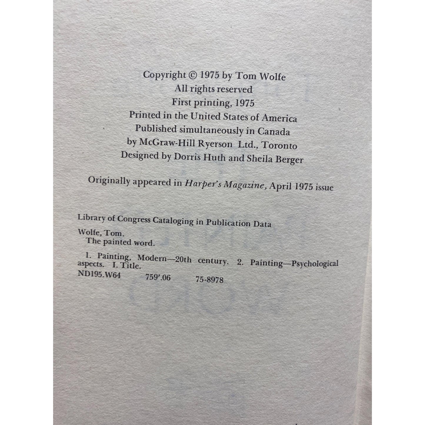 The Painted Word - Tom Wolfe - Hardcover - Farrar, Straus and Giroux - 1st Edition 1st Printing