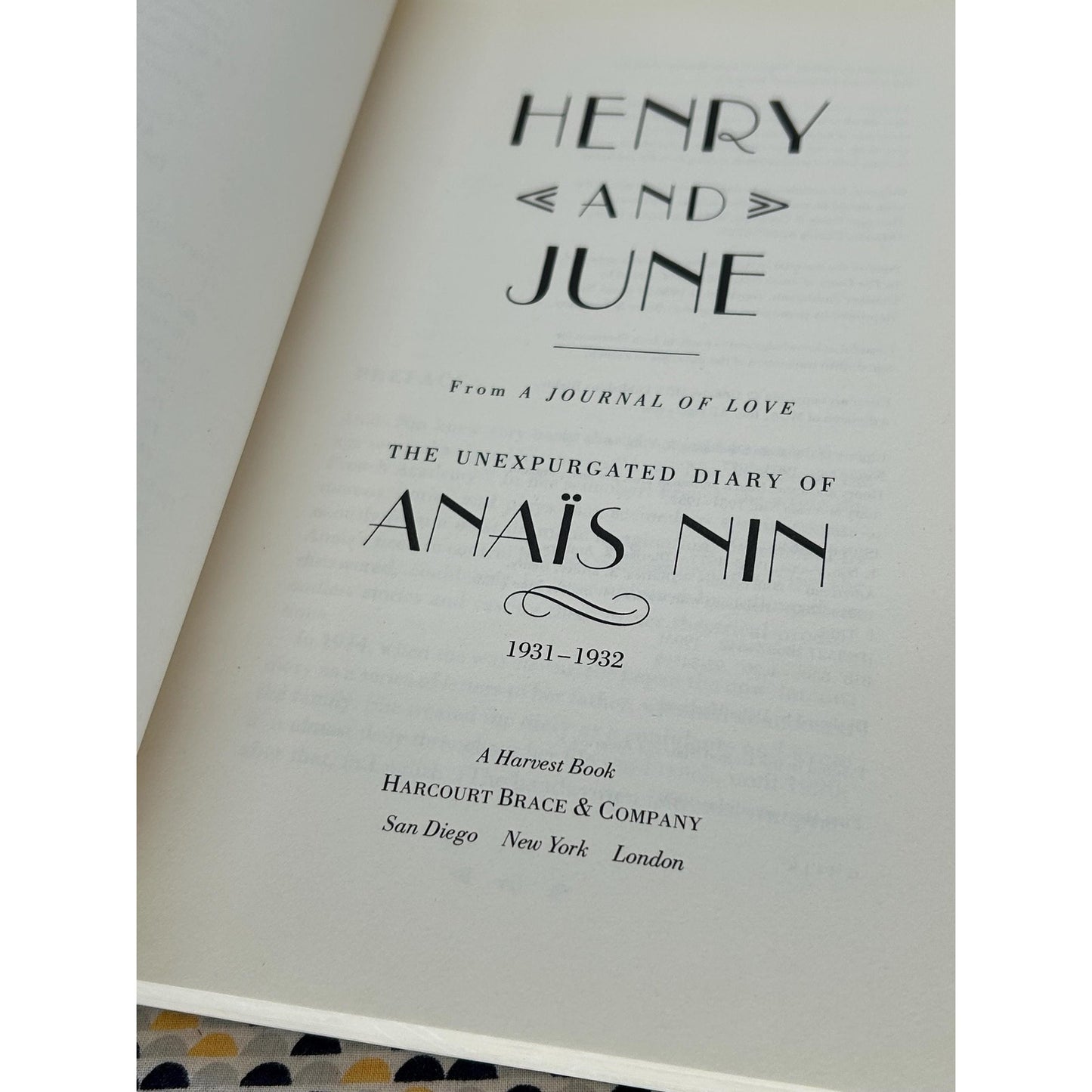 Henry and June - Movie Tie In Edition - Anais Nin - Harvest Edition