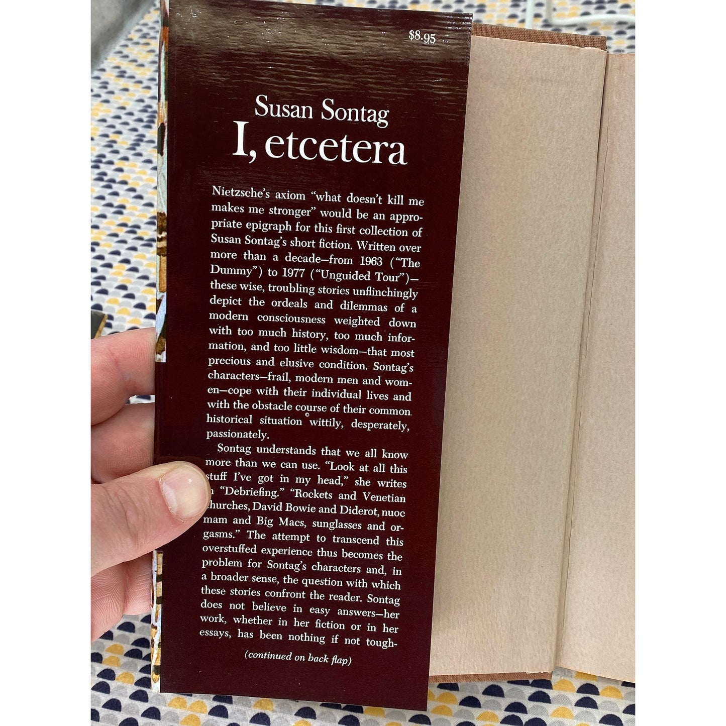 Susan Sontag - I, Etcetera - Vintage Hardcover Book - 1978 Farrar Strauss Giroux Edition