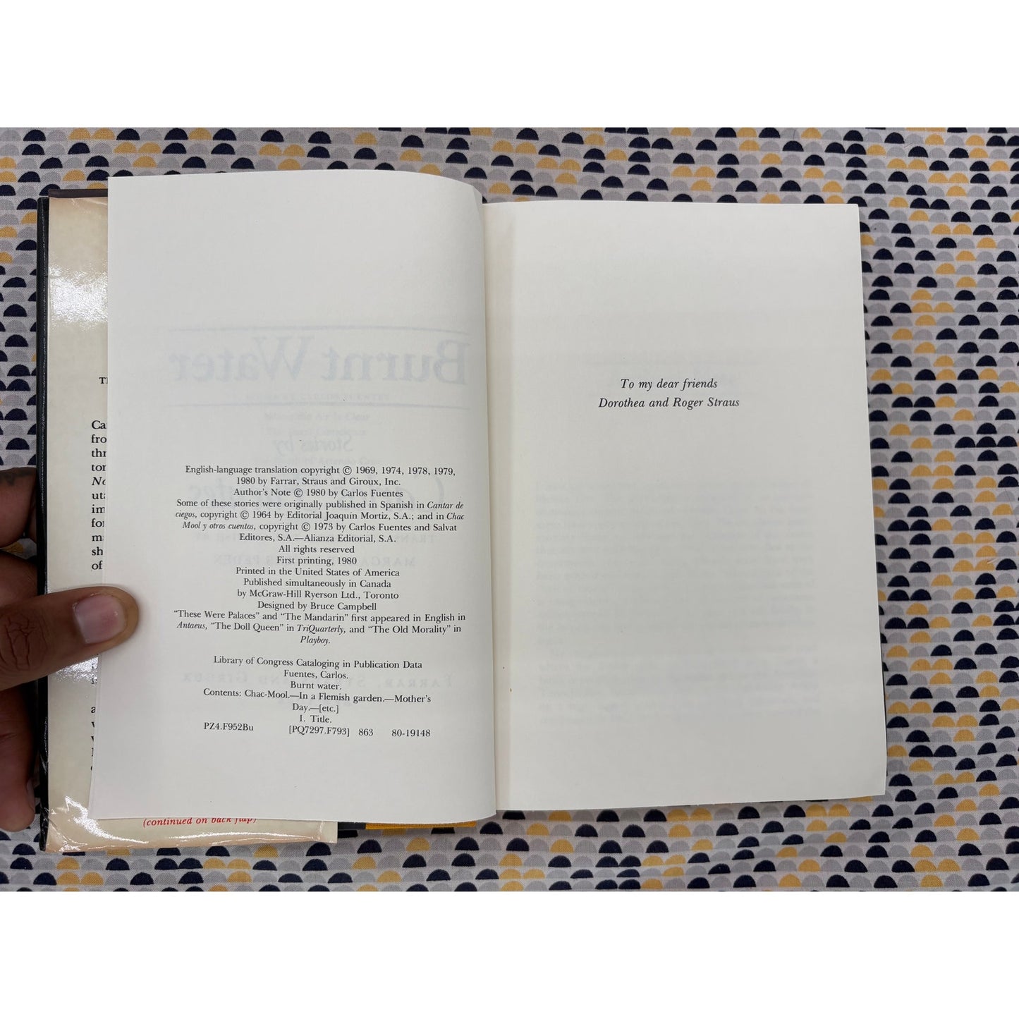 Burnt Water - Carlos Fuentes - Farrar Straus - Hardcover