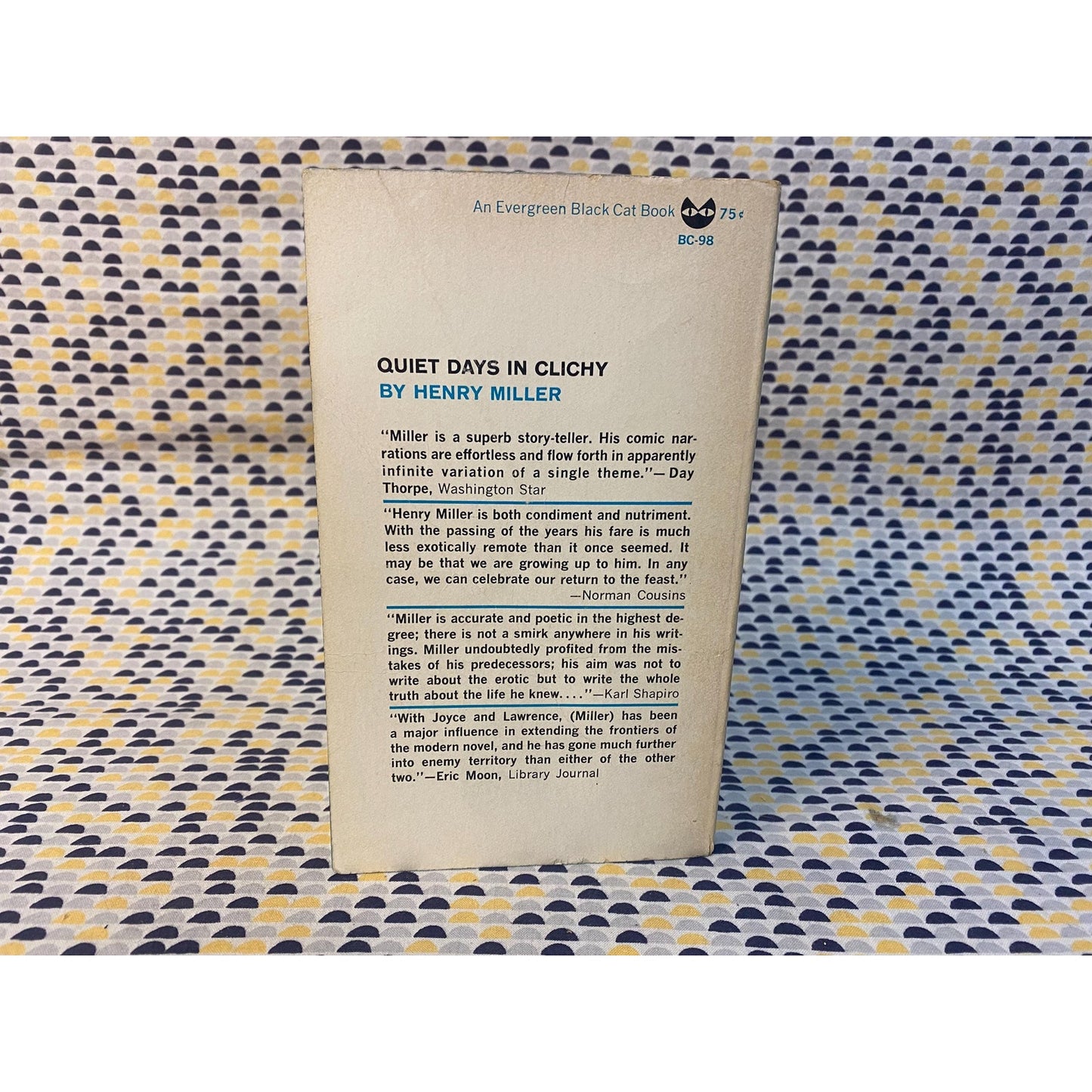 Quiet Days in Clichy - Henry Miller - Vintage Paperback Book - Evergreen Black Cat Book