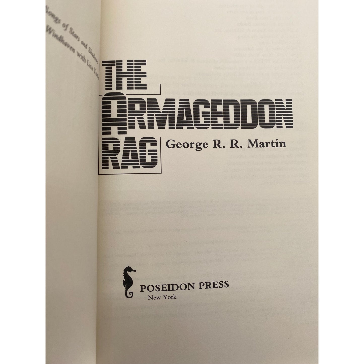 The Armageddon Rag - George R.R. Martin Poseidon Press 1st Edition, 1st Printing