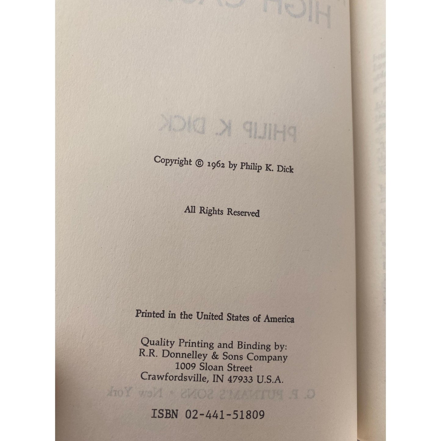 The Man in the High Castle - Philip K. Dick - 1962 Putnam Edition