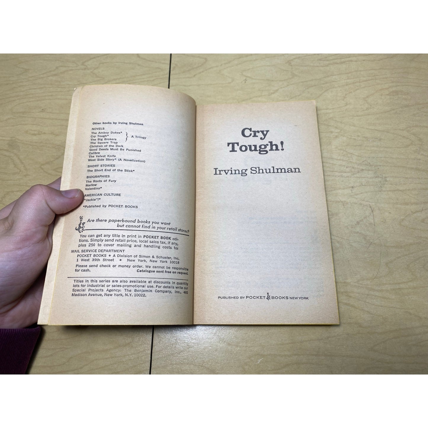 Cry Tough - Irving Shulman - Vintage Paperback - Pocket Edition