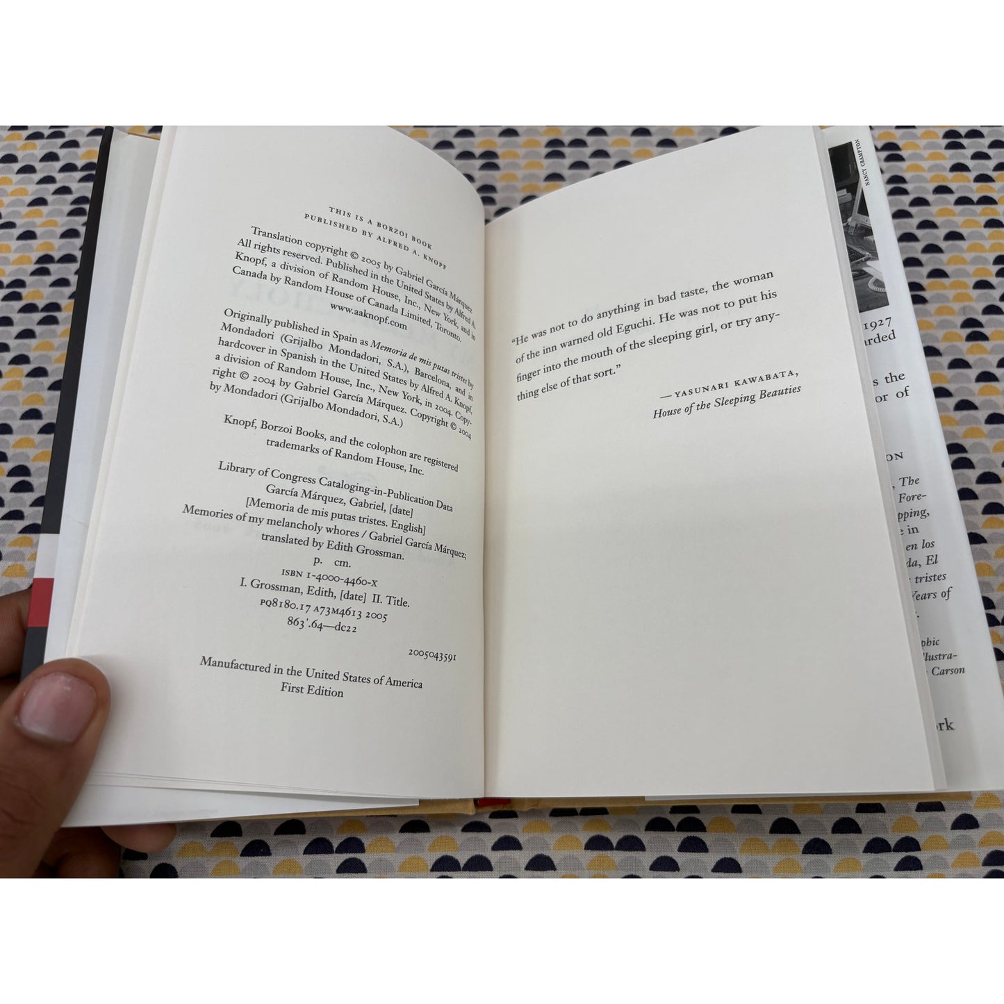 Memories Of My Melancholy Whores - Gabriel Garcia Marquez - Knopf - Hardcover - 1st Ed