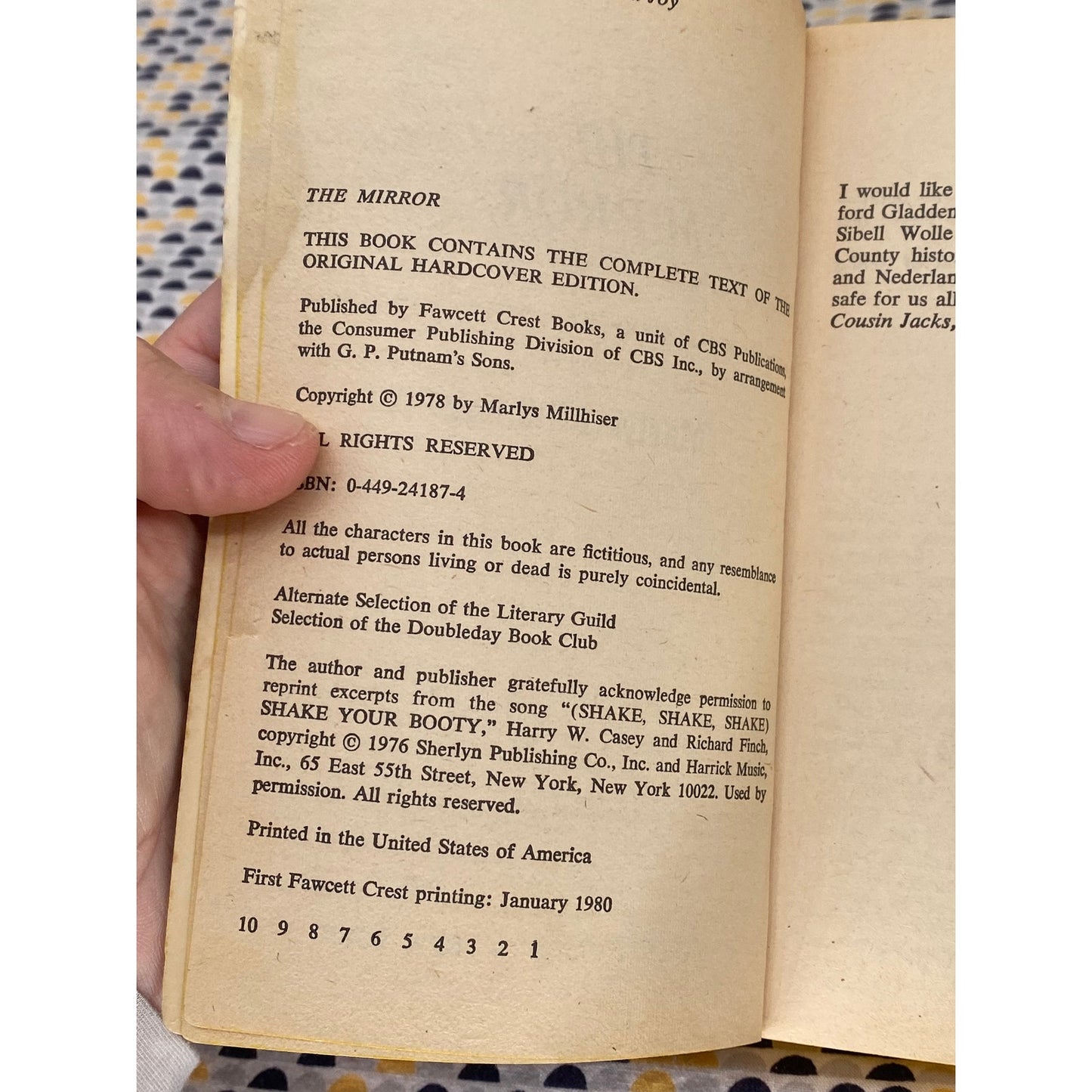 The Mirror - Marlys Millhiser - Fawcett Publications Edition