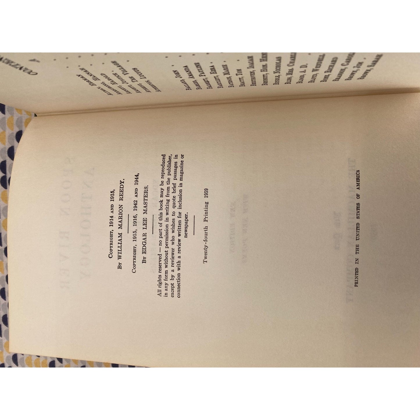 Spoon River Anthology - Edgar Lee Masters -Vintage Hardcover - Macmillan Edition