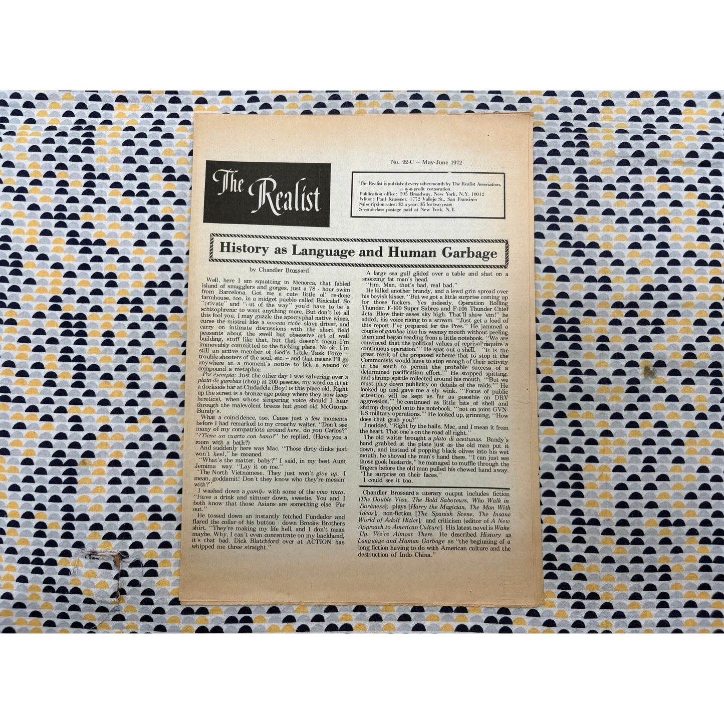 The Realist Magazine - Counterculture Newspaper- Vintage Paper