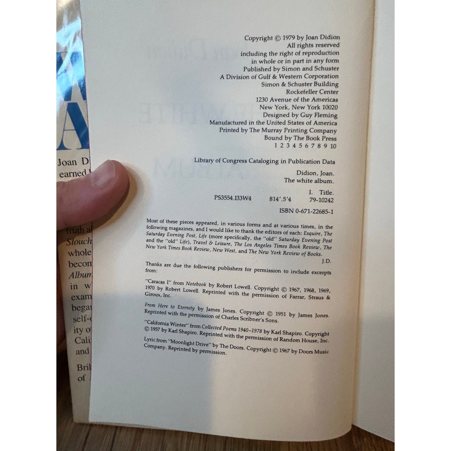 The White Album - Joan Didion - Vintage Hardcover Book - First Edition, First Printing - 1979 Simon and Schuster