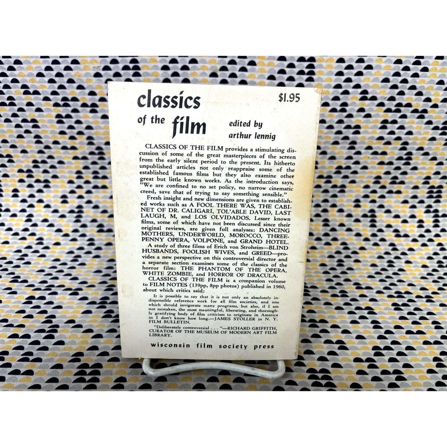 Classics Of The Film - Arthur Lennig - Wisconsin Film Society - Paperback