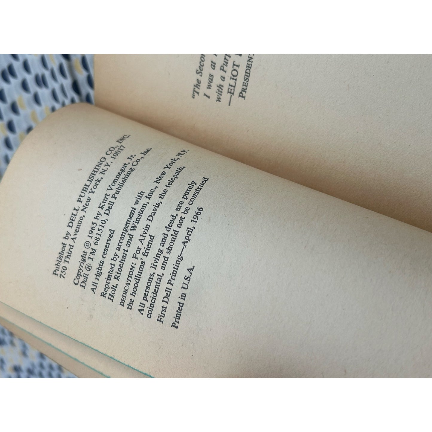 God Bless You, Mr. Rosewater, or Pearls Before Swine - Kurt Vonnegut - Dell 2929 - 1st print