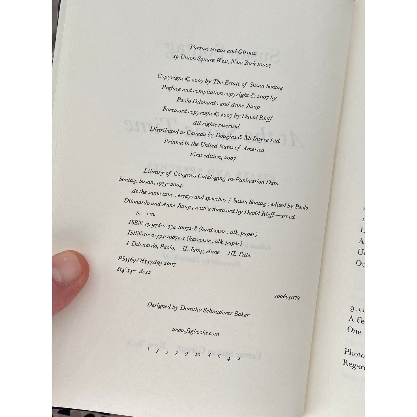 Susan Sontag - At The Same Time - Essays and Speeches - Vintage Hardcover Book - Farrar Strauss Giroux 1st Edition, 1st Print