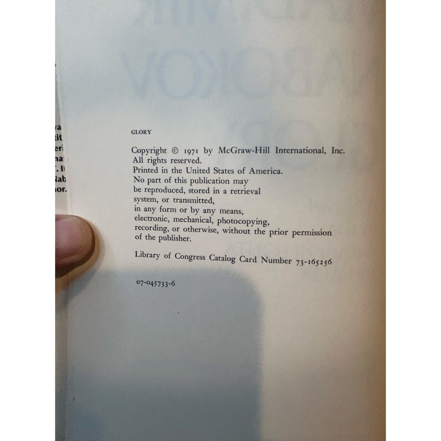 Glory - Vladimir Nabokov - Hardcover Edition - McGraw Hill