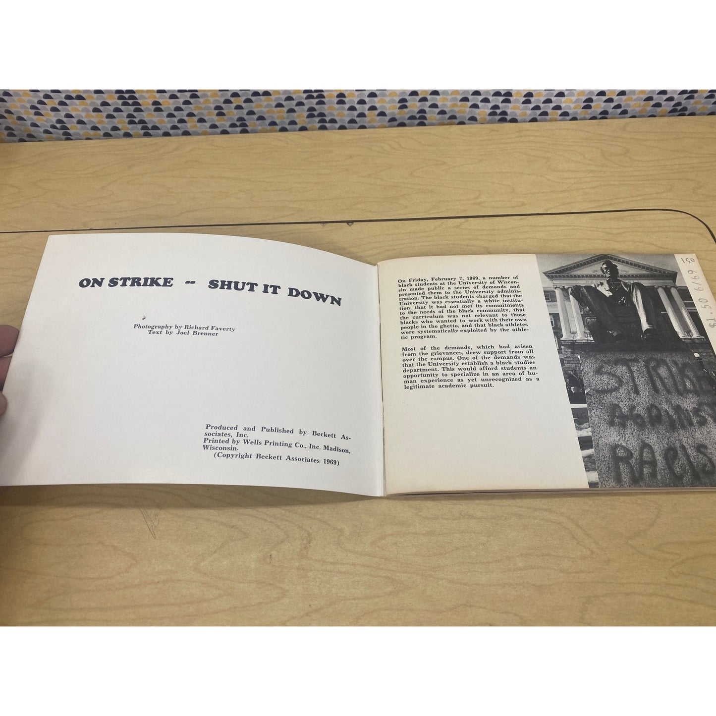 On Strike - Shut It Down - UW Madison Student Strike - Richard Faverty - Joel Brenner - Vintage Paperback Book - 1969 Becket Associates