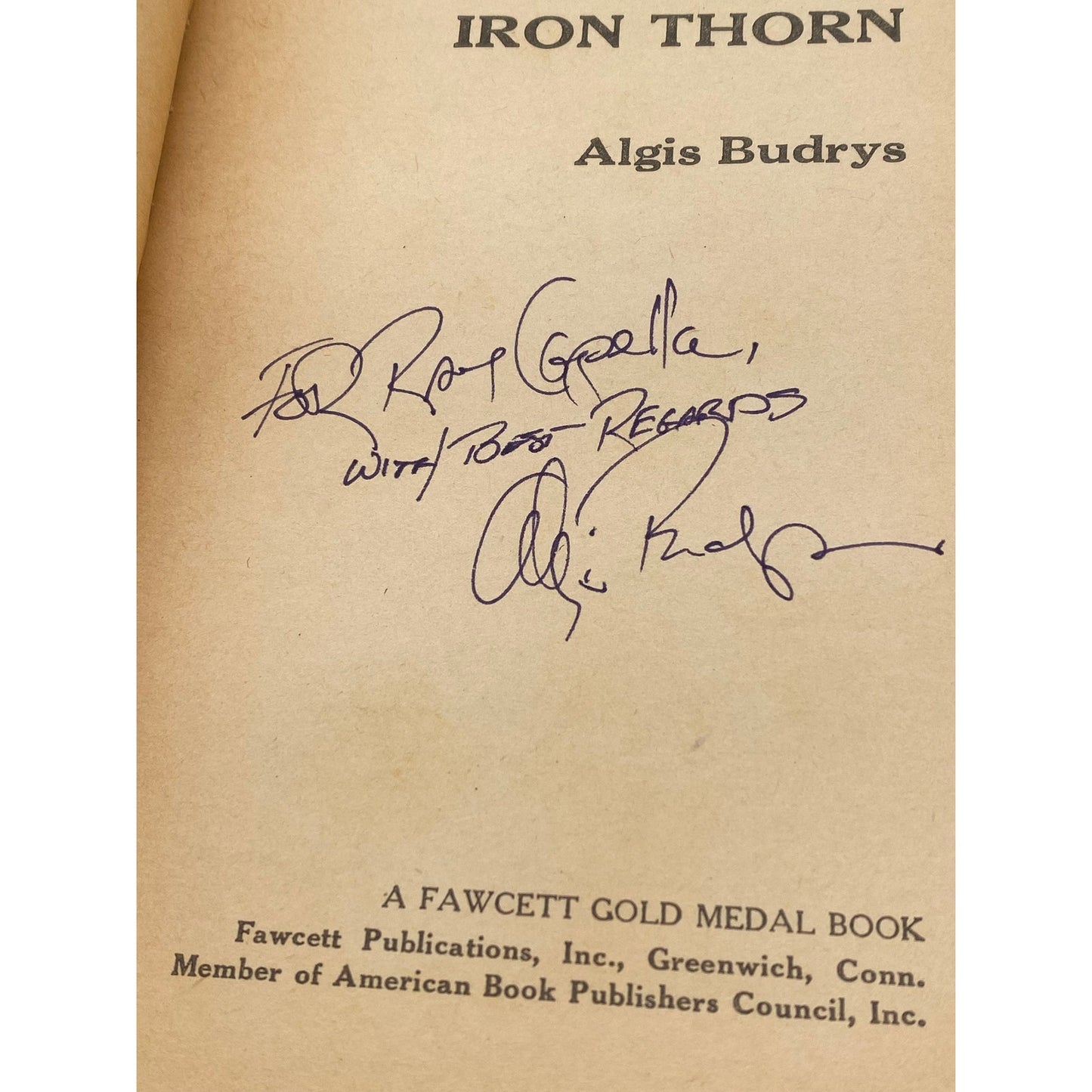 SIGNED by AUTHOR - The Amsirs and the Iron Thorn - Algis Budrys