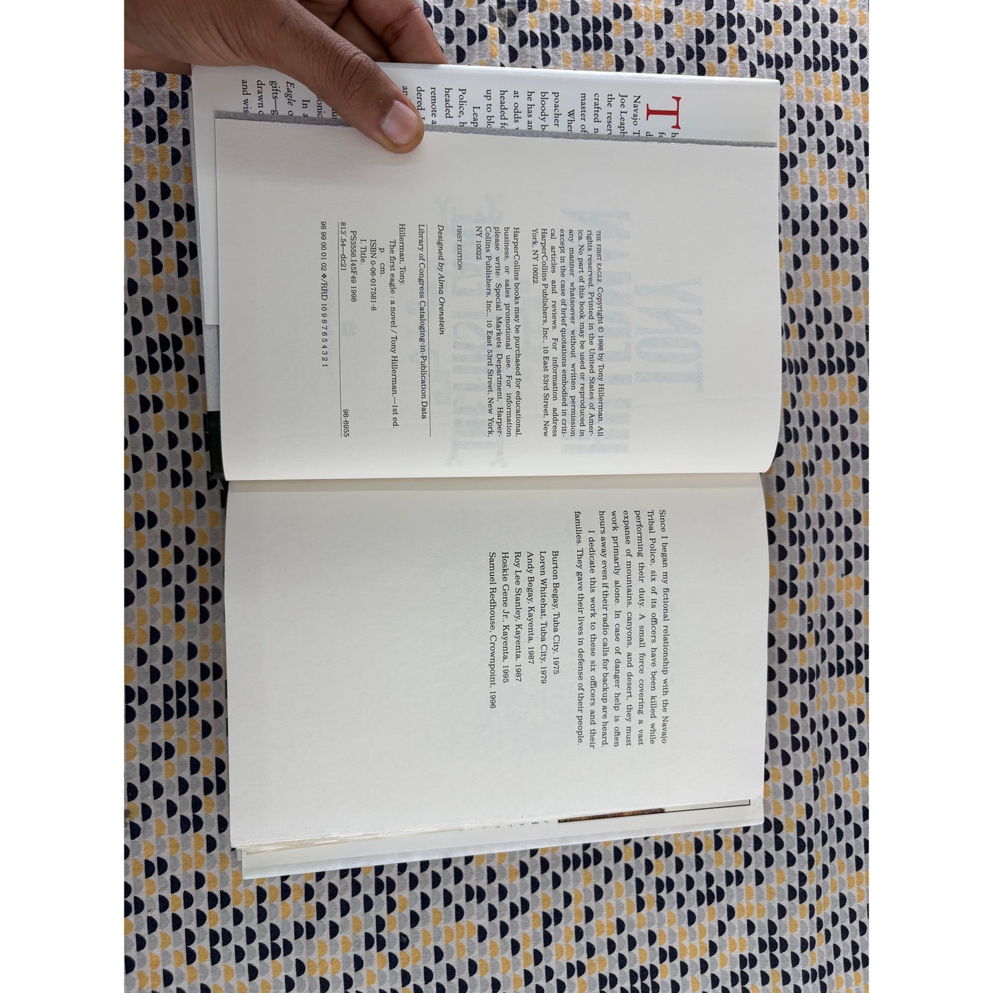 The First Eagle - Tony Hillerman - Harper Collins - Hardcover - 1st Edition 1st Printing