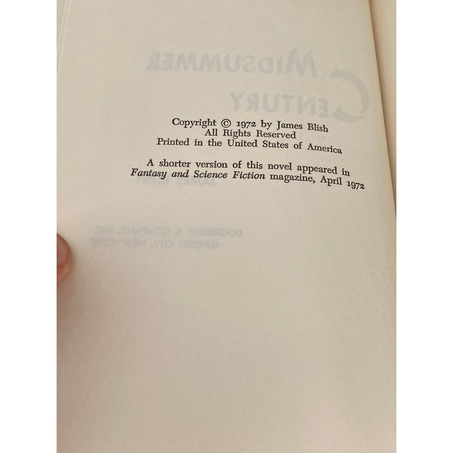 Midsummer Century - James Blish - Vintage Hardcover Book - Doubleday Science Fiction - Book Club Edition