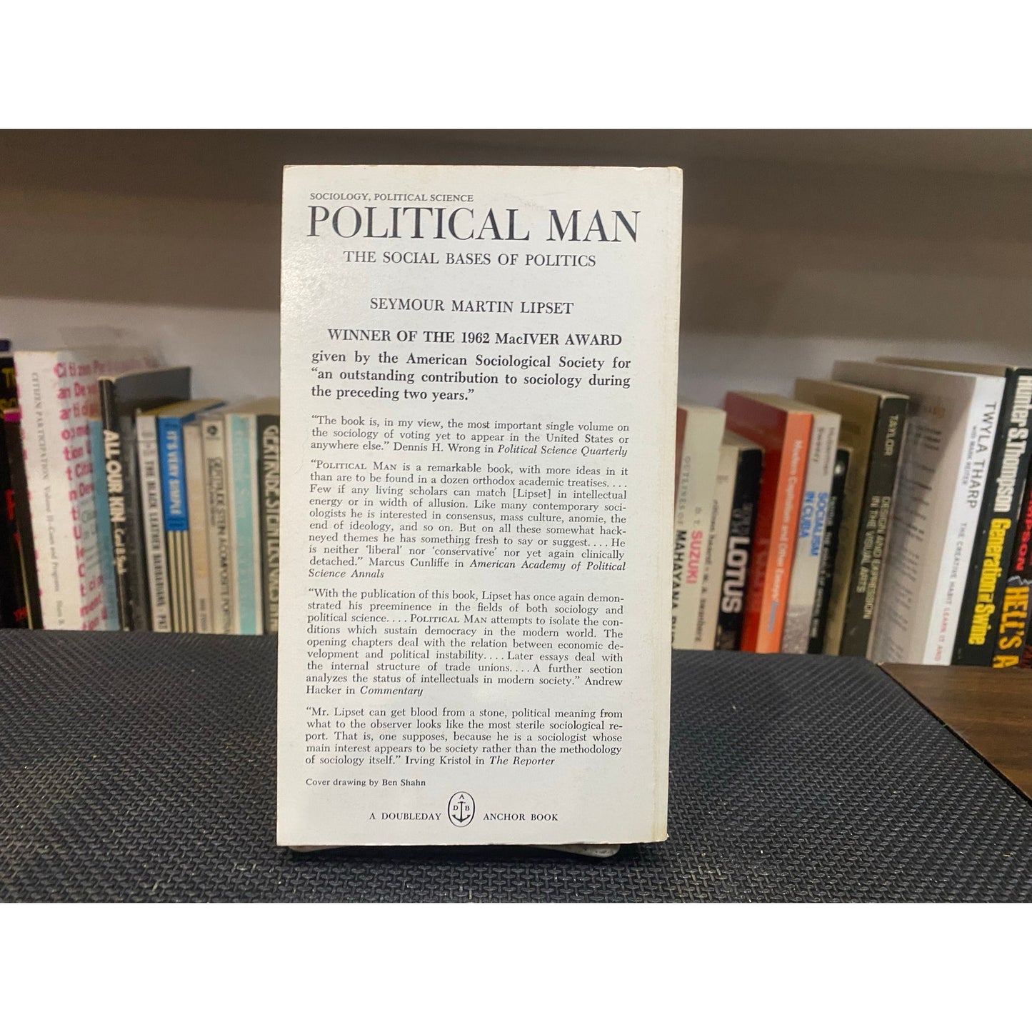 Political Man - The Social Bases of Politics - Seymour Lipset - Vintage Paperback Book - Doubleday Anchor Edition