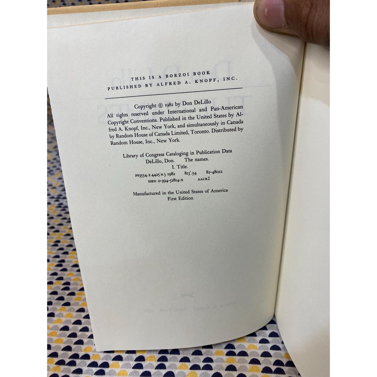 The Names - Don DeLillo - Hardcover Book - Knopf - 1st Edition 1st Printing
