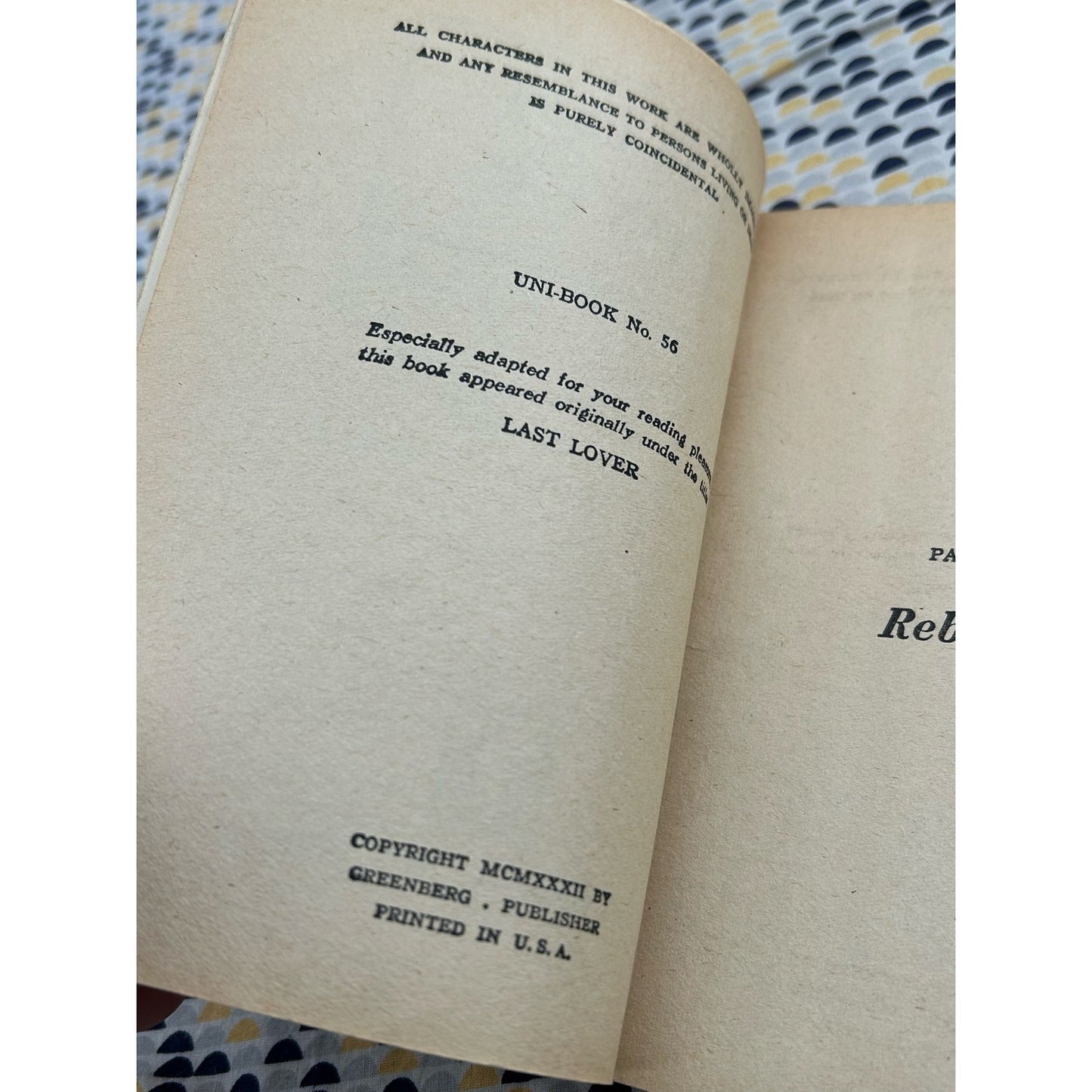Her Last Lover - Kelsey Freeman - Uni Book 52 - Vintage Paperbacks