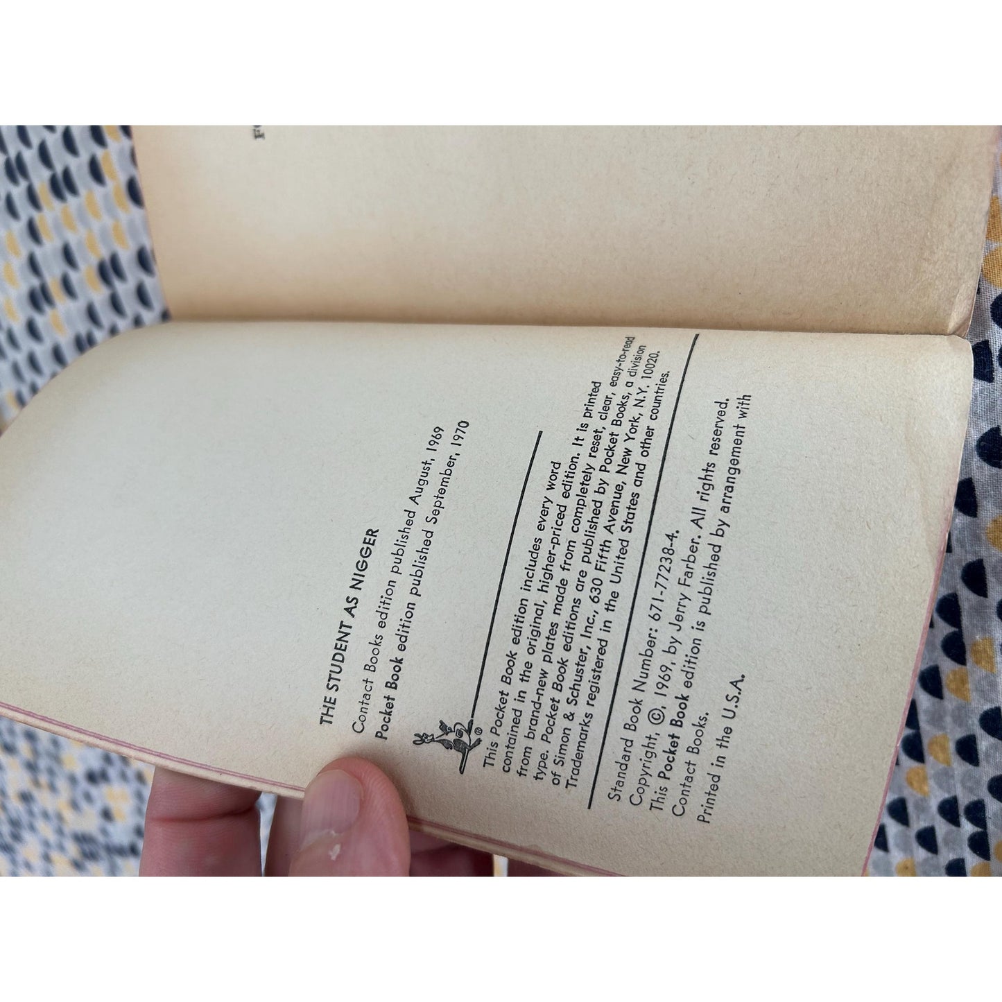 Jerry Farber - The Student as Nigger - Vintage Paperback Book - 95 cent Pocket Books Edition