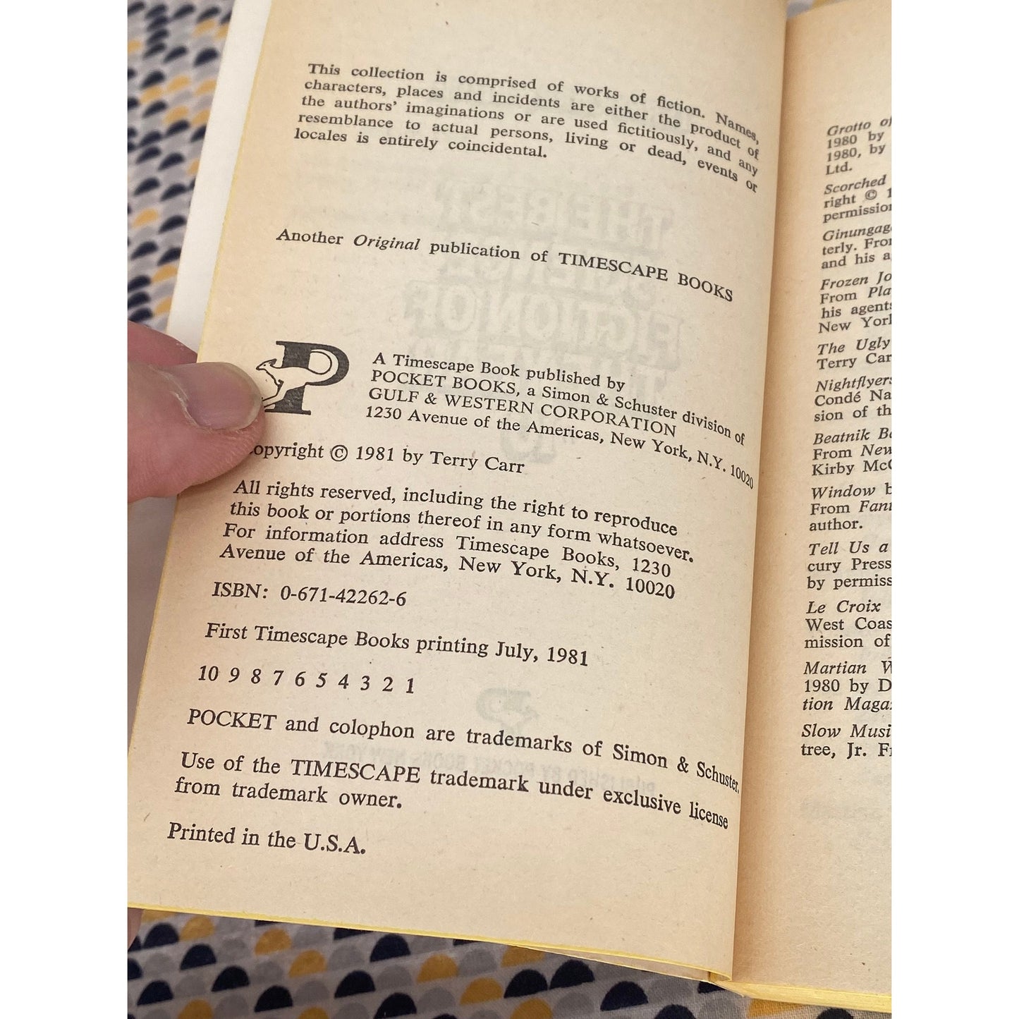The Best Science Fiction of the Year - #10 - Philip K. Dick, George RR Martin - Terry Carr - Vintage Paperback Book - Timescape Edition