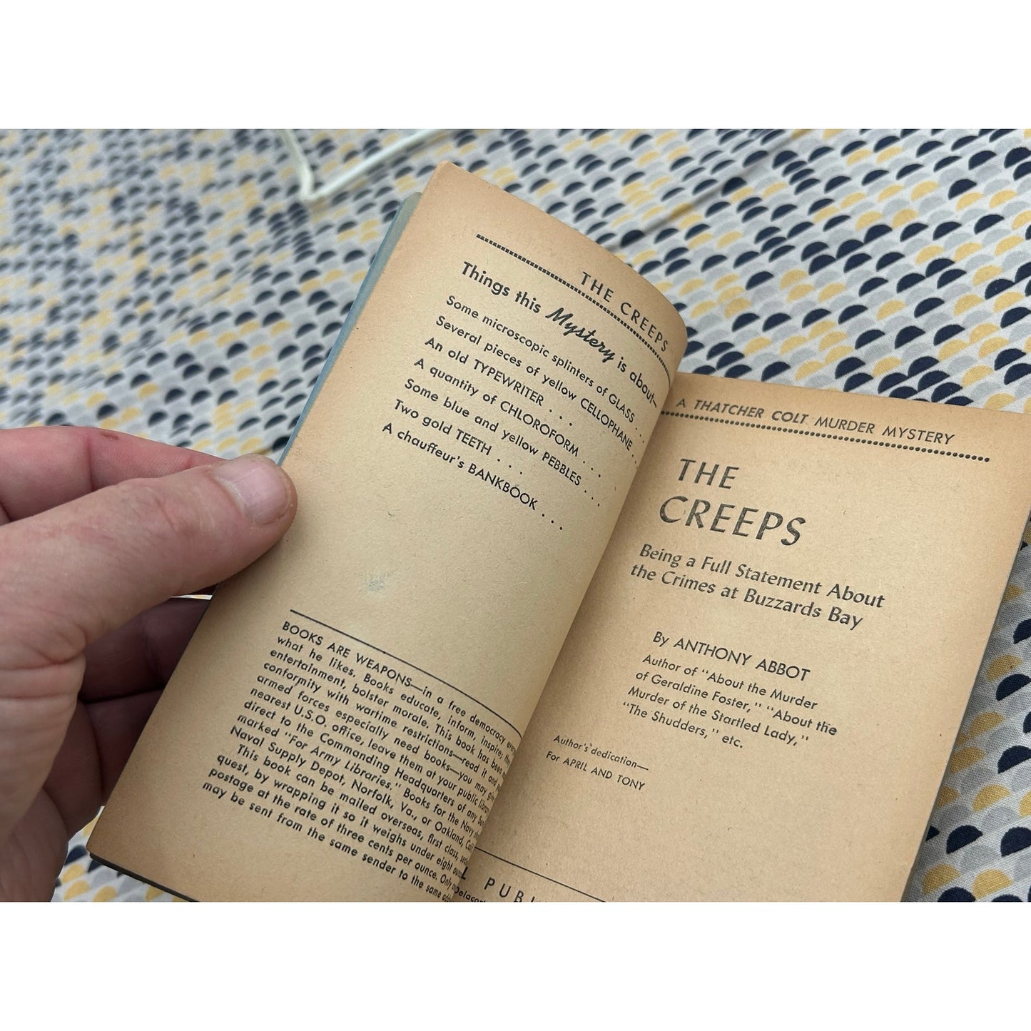 The Creeps - Anthony Abbot - Dell Mystery 88 - Mapback - Vintage Paperbacks