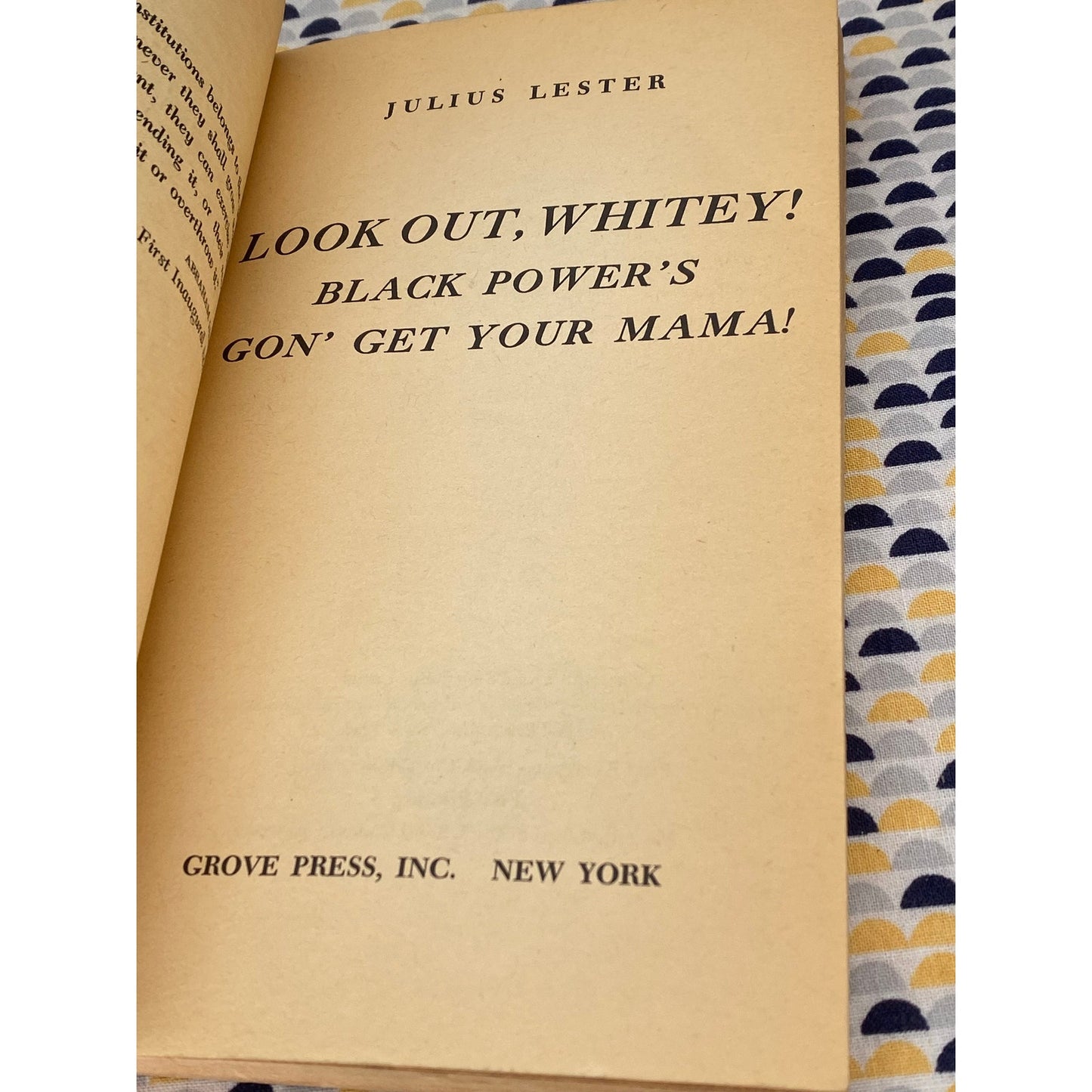 Look Out, Whitey! Black Power's Gon' Get Your Mama - Julius Lester - Vintage Paperback Book - Grove Press Edition
