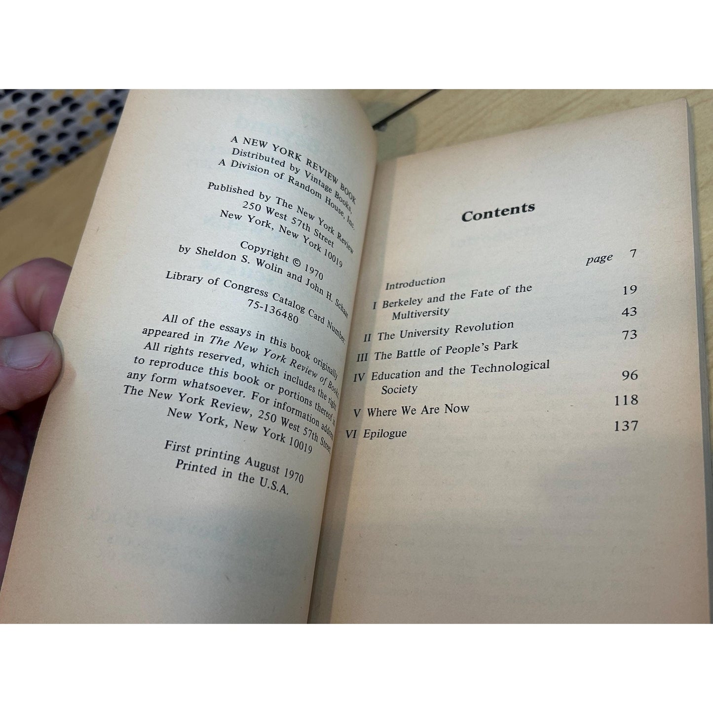 The Berkeley Rebellion and Beyond - Sheldon Wolin & John Schaar - Vintage Paperback Book - a New York Review Book