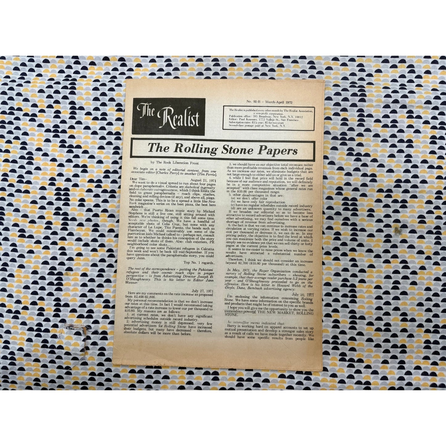 The Realist Magazine - Counterculture Newspaper - March 1972 - No. 92B