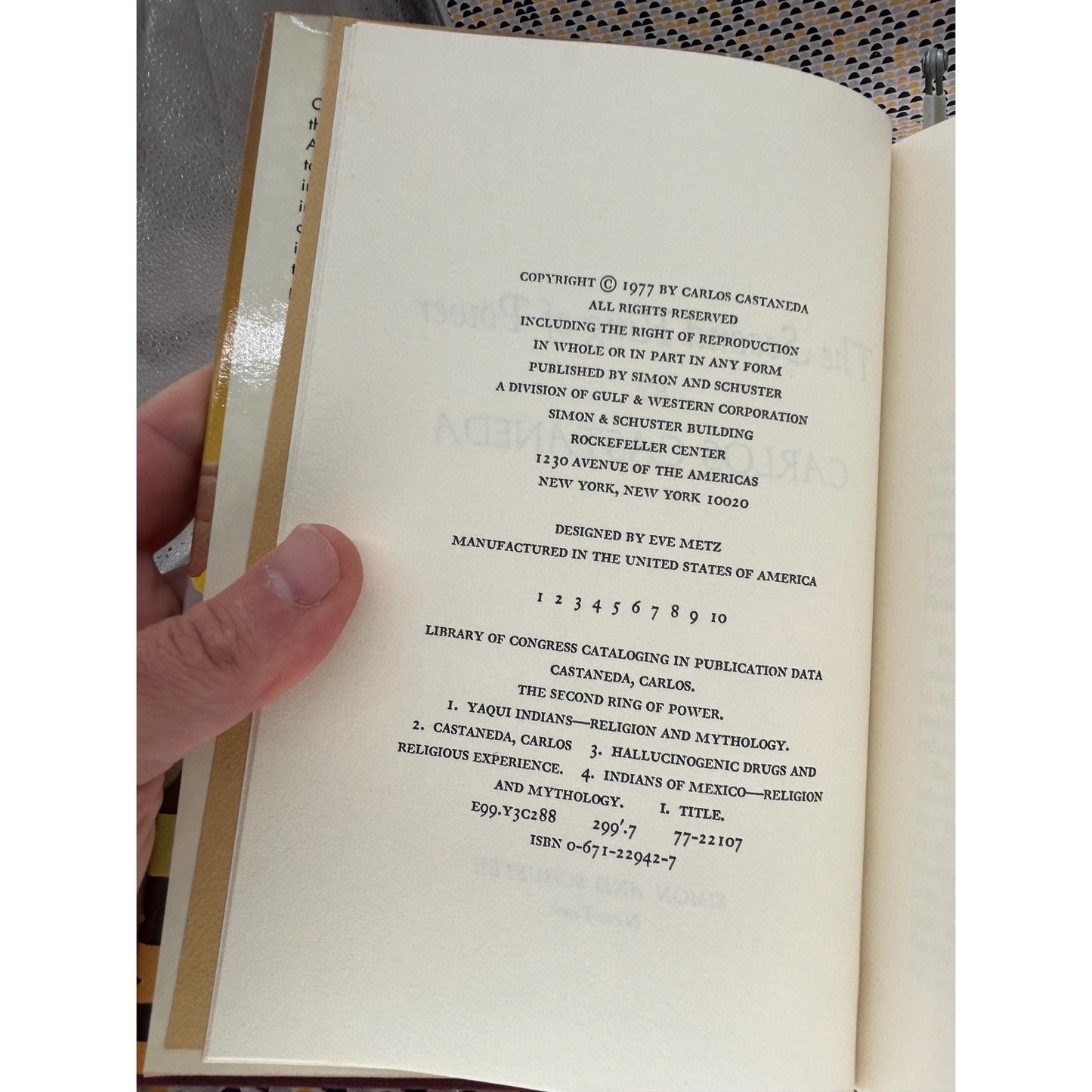 The Second Ring of Power - Carlos Castaneda - Vintage Hardcover Book - Simon and Schuster - 1st Edition, 1st Printing