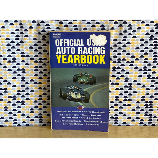 1972 Official USA Auto Racing Yearbook - Vintage Paperback Book - Fawcett Gold Medal Edition