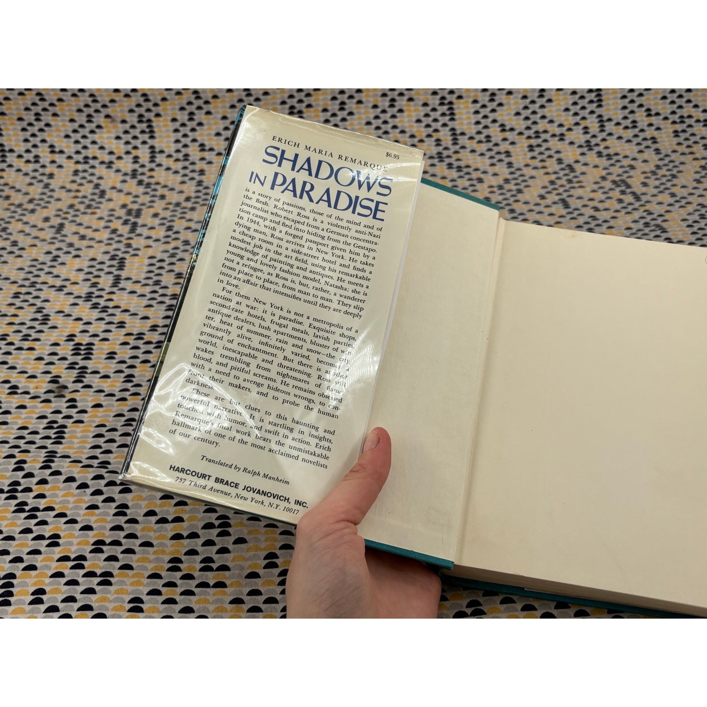 Shadows in Paradise - Erich Maria Remarque - Harcourt Brace Jovanovich - Hardcover - 1st Edition