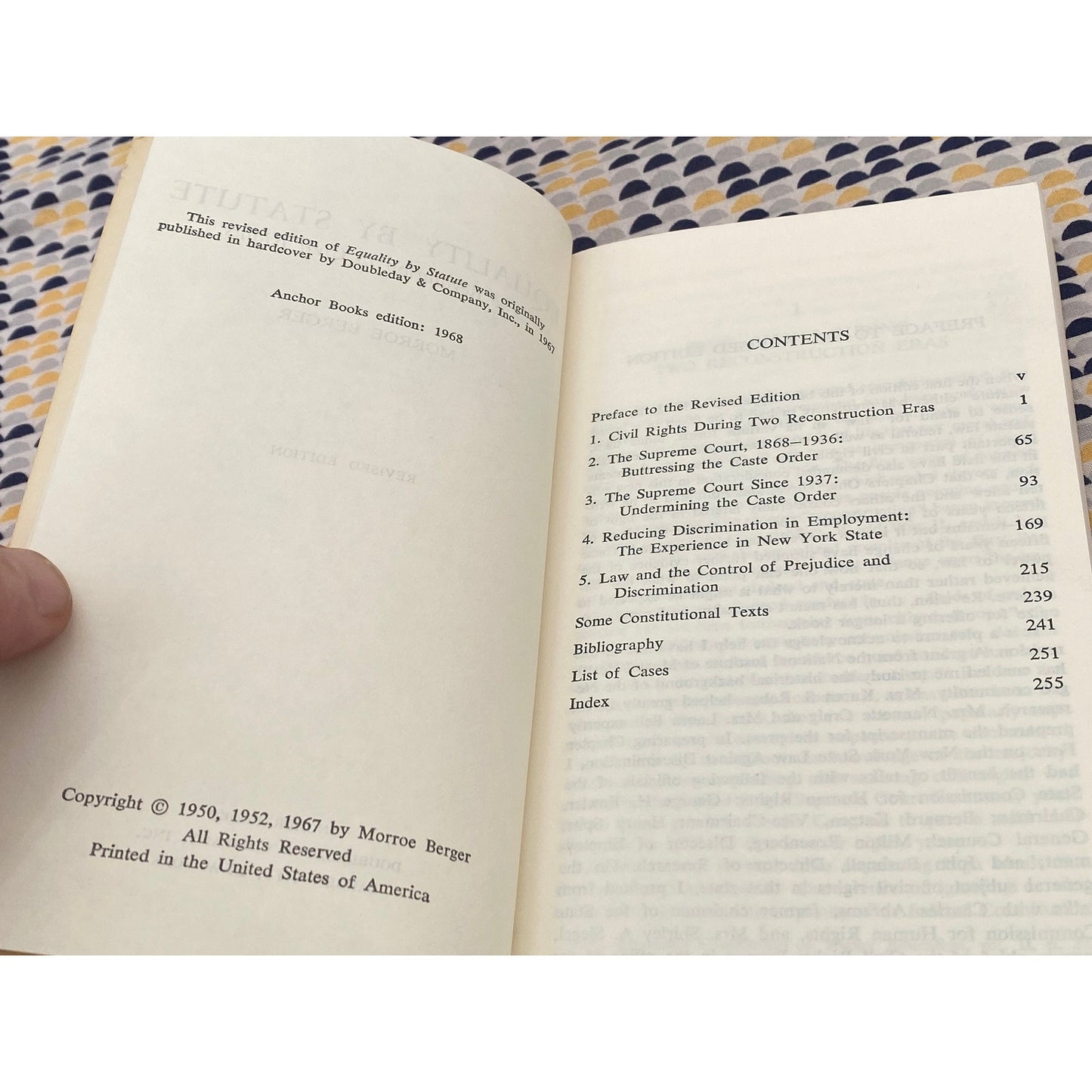 Equality By Statute : The Revolution In Civil Rights - Morroe Berger