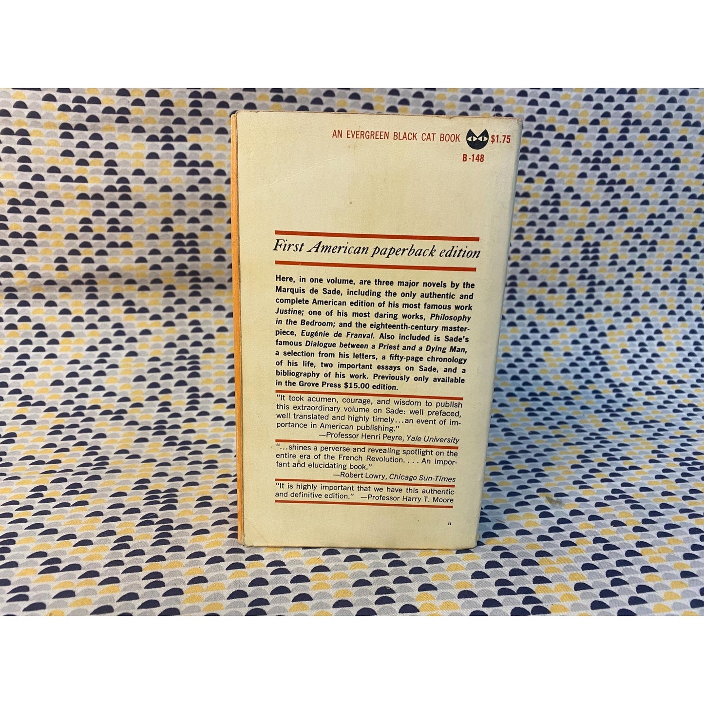 Marquis De Sade - Justine, Philosphy in the Bedroom, Eugenie de Franval - Vintage Paperback Book - The Unexpurgated Grove Press Edition