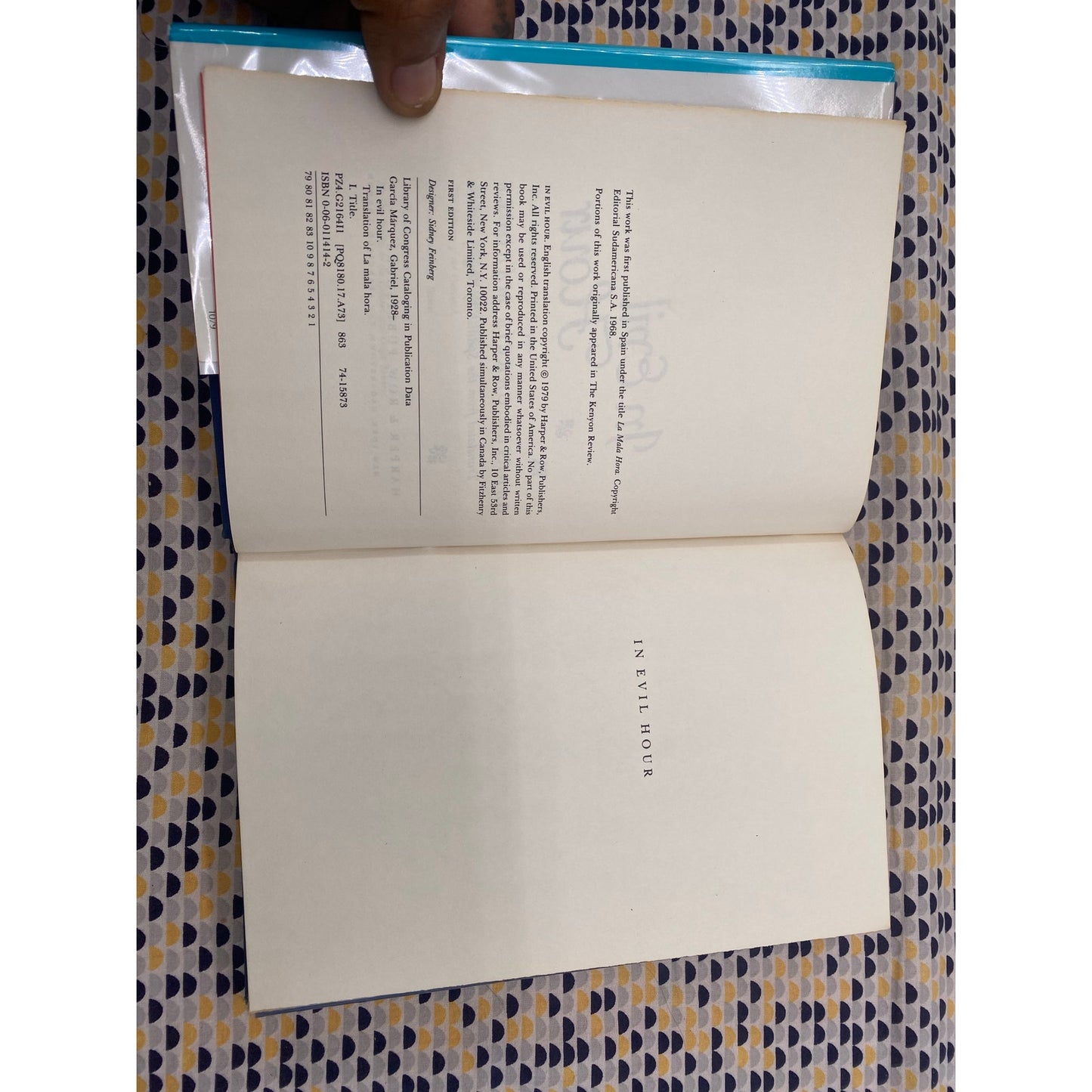 In Evil Hour - Gabriel Garcia Marquez - Hardcover Book - Harper and Row - 1st American Edition, 1st Printing