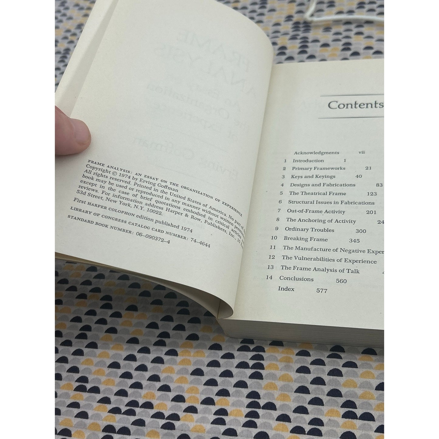 Frame Analysis - Erving Goffman - An Essay on the Organization of Experience - Vintage Paperback Book - Harper Colophon Edition