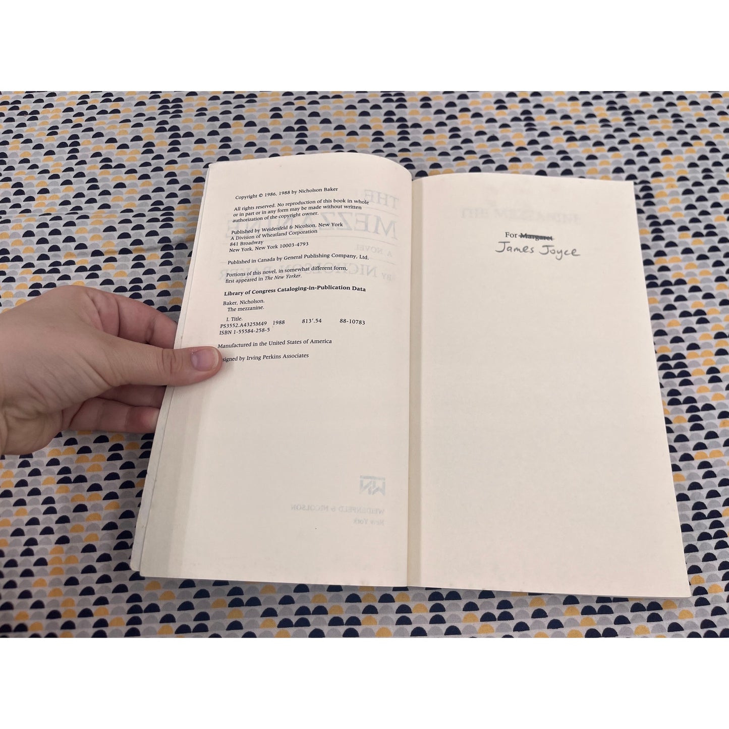 The Mezzanine - Nicholson Baker - Weidenfeld & Nicholson Press - Paperback