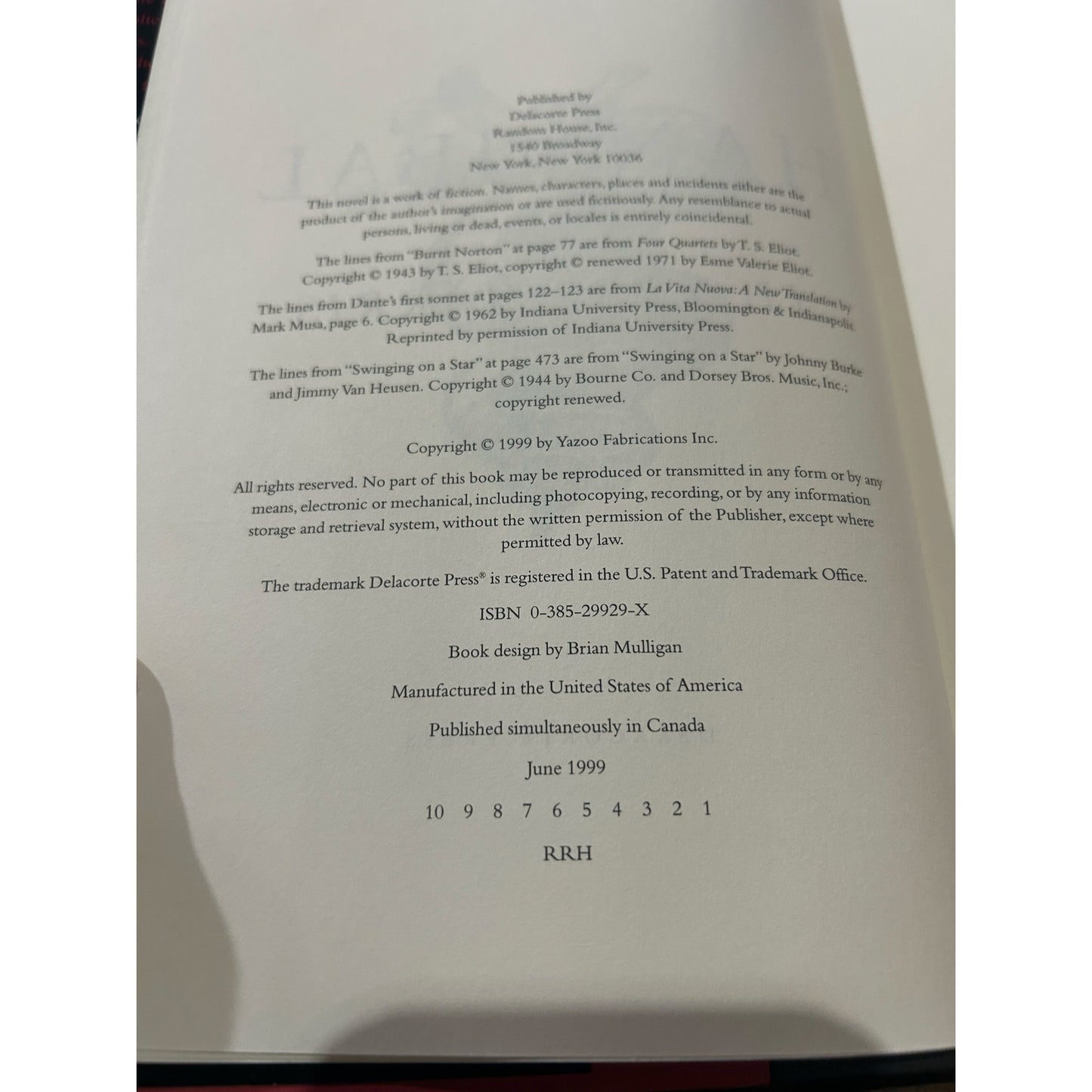 Hannibal - Thomas Harris - Delacorte - Hardcover - 1st Edition, 1st Print