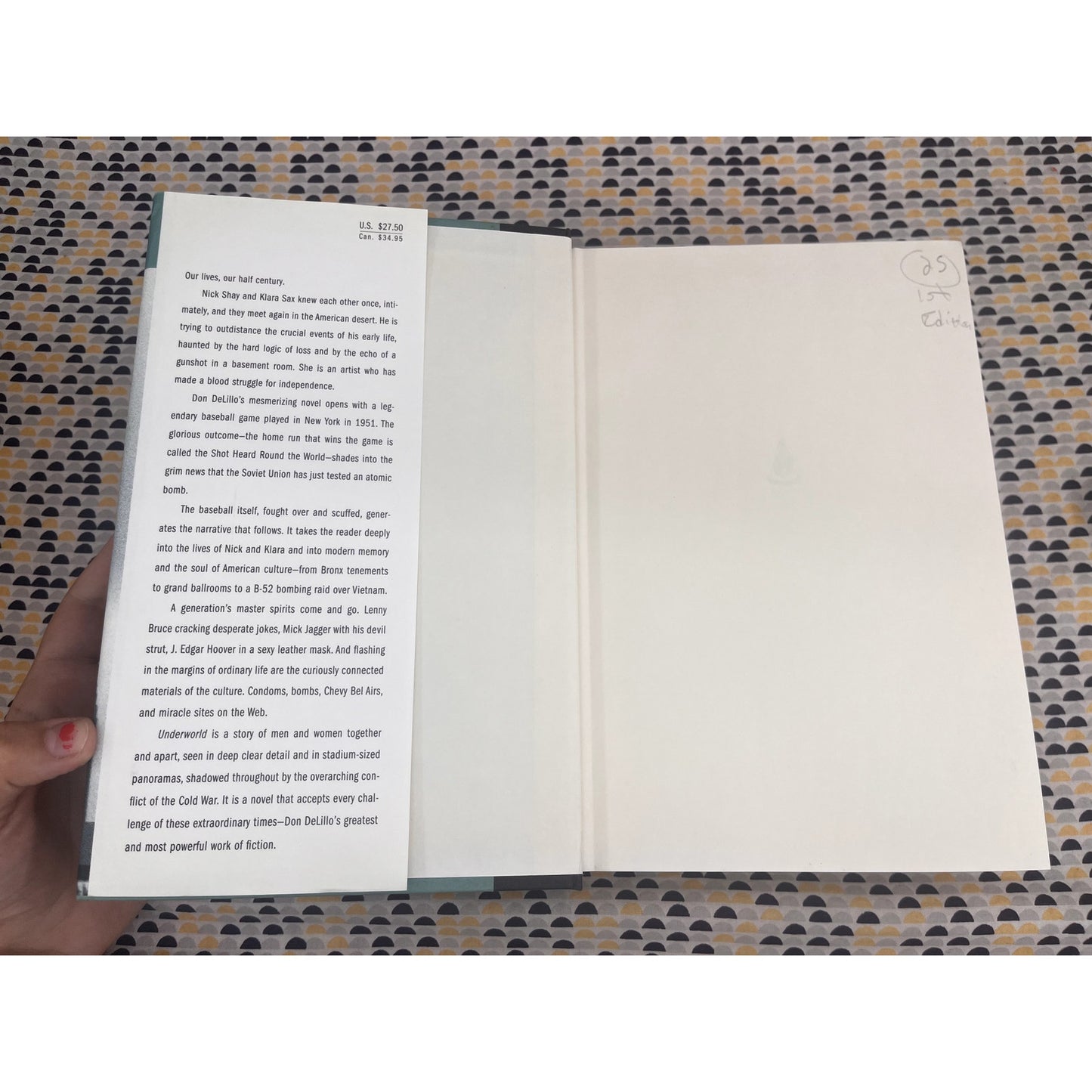Underworld - Don DeLillo  - Hardcover - Scribners 1st Edition 1st Printing